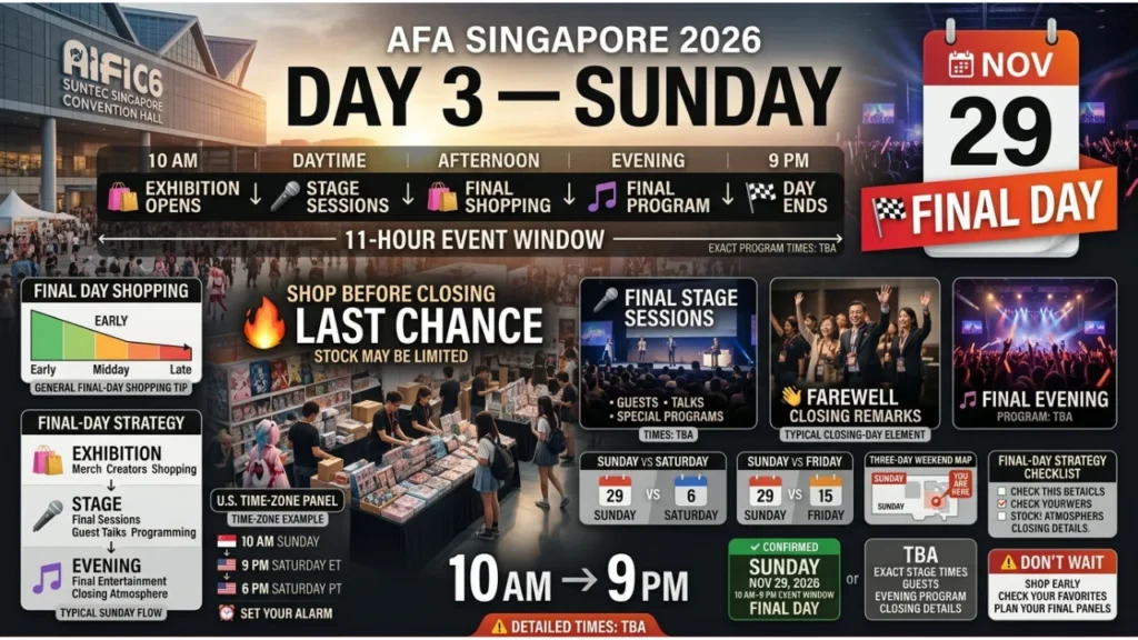 AFA Singapore 2026 Day 3 Timetable (Sunday, Nov 29)
