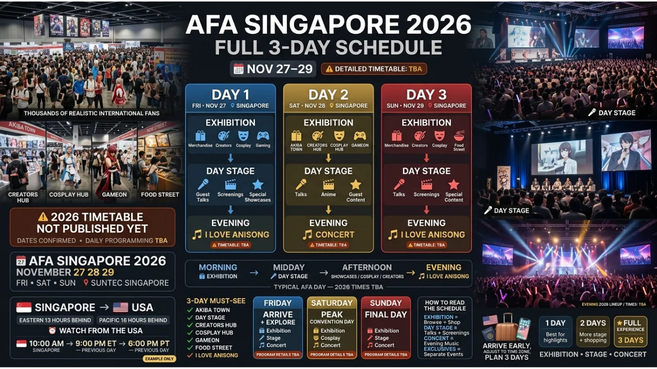 AFA Singapore 2026 Schedule Full 3-Day Timetable & Event Guide