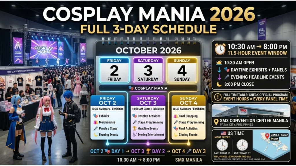 Cosplay Mania 2026 Dates and Schedule