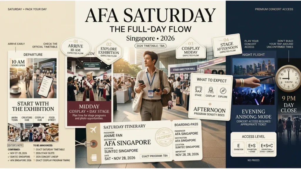AFA Singapore 2026 Saturday Schedule — Hour-by-Hour Flow