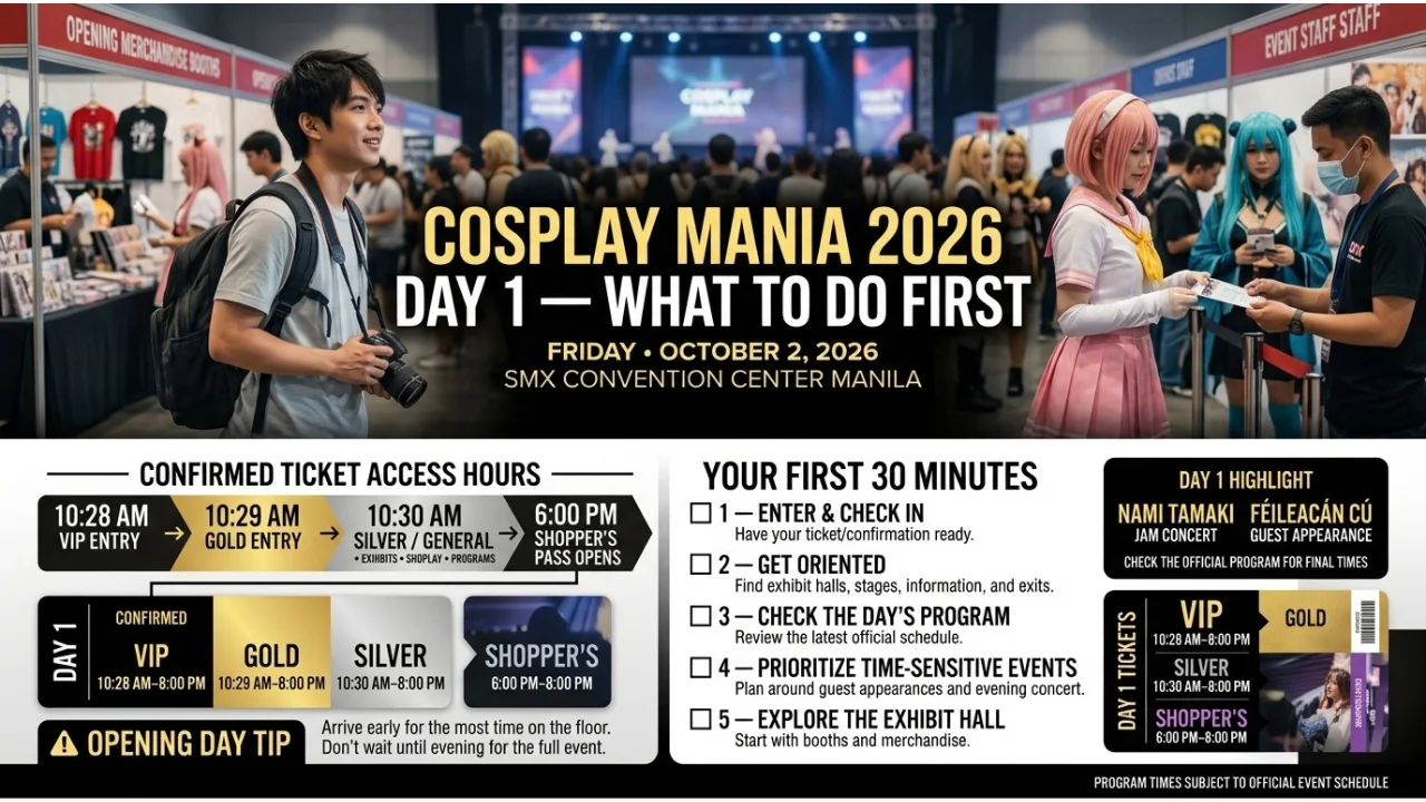 Cosplay Mania 2026 Day 1 What to Do First, Events & Schedule