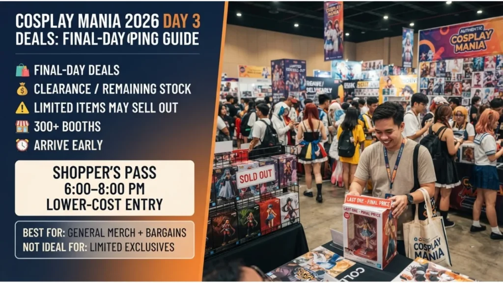 Cosplay Mania 2026 Day 3 Deals Final-Day Shopping Guide