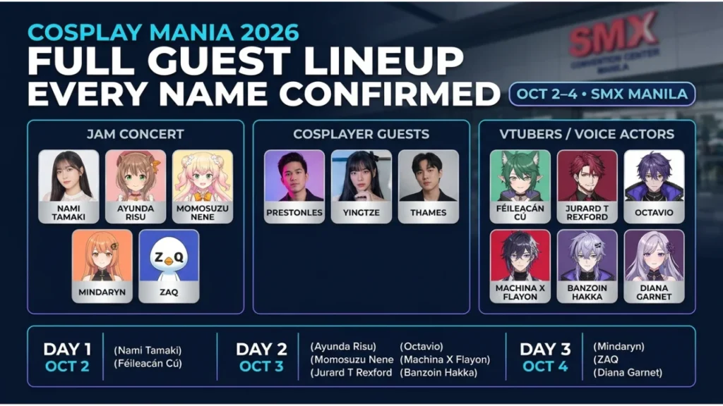 Cosplay Mania 2026 Full Guest Lineup — Every Name Confirmed