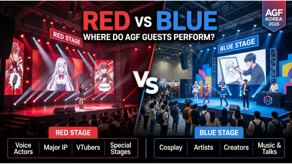 RED Stage vs. BLUE Stage Where AGF Korea Guests Perform
